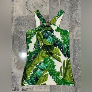 Cache Green Leaf Print Blouse